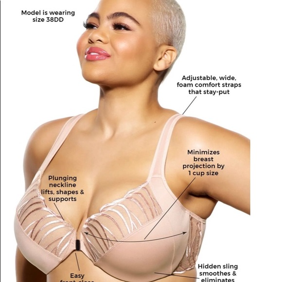 SOLD!π₯³Paramour Angie Front Silver Hook Closure Minimizer Bra 34H - Picture 4 of 14